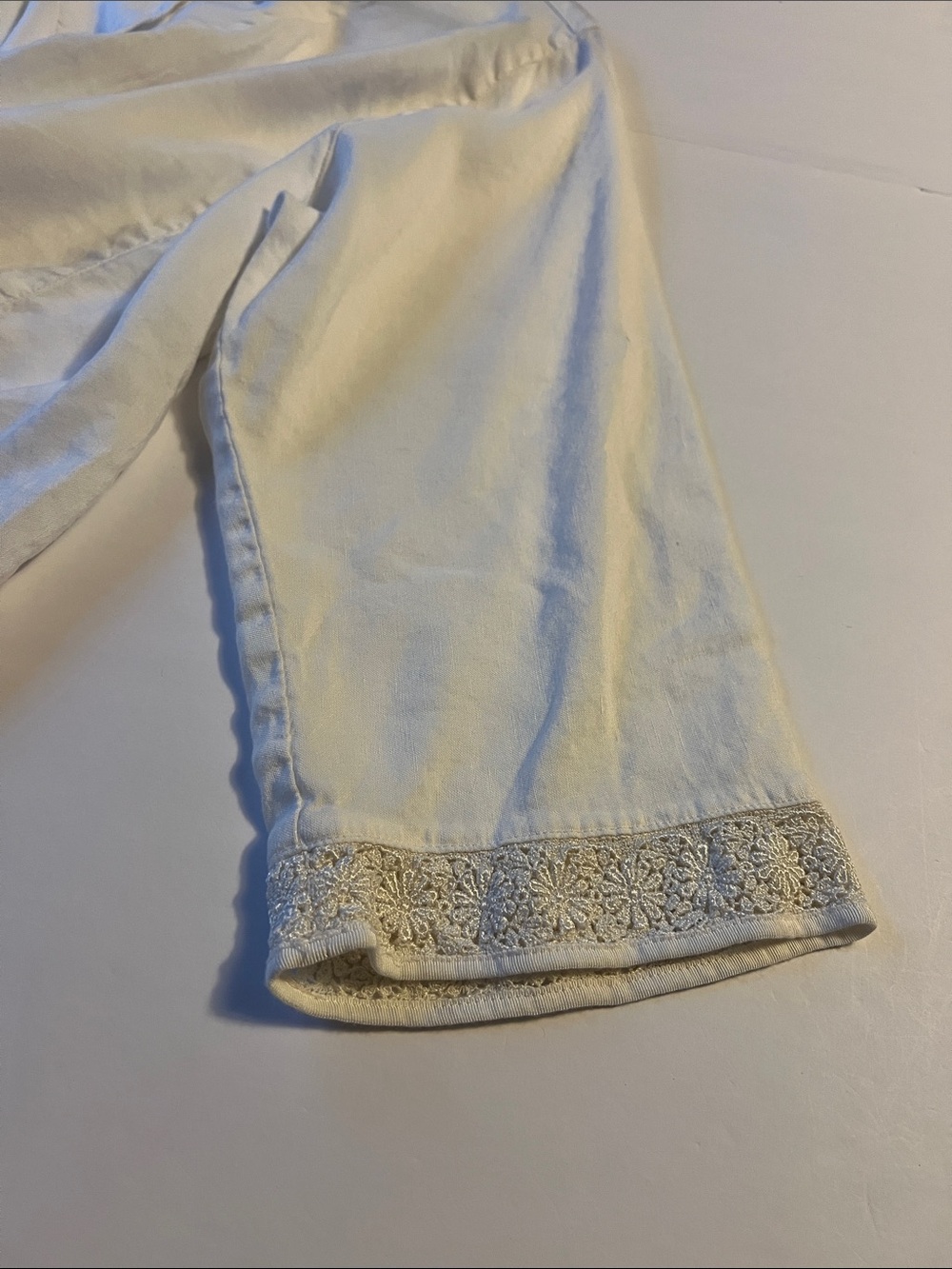 Kleen White Cream Lace-Trim Button-Front Blouse XL Boho Cottagecore Resortwear - Picture 9 of 11